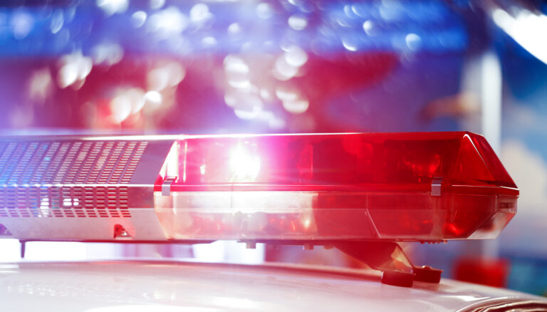 Police light at a crime scene; file photo