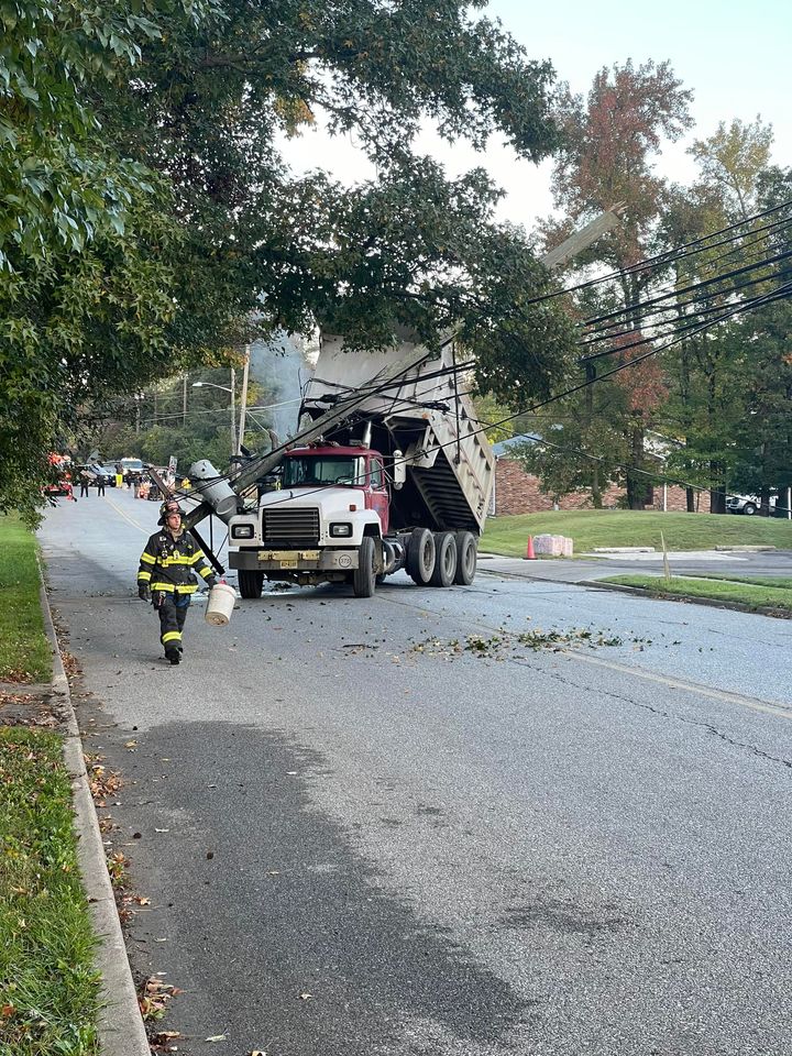 Dump Truck Takes Down Utility Pole in Cherry Hill
