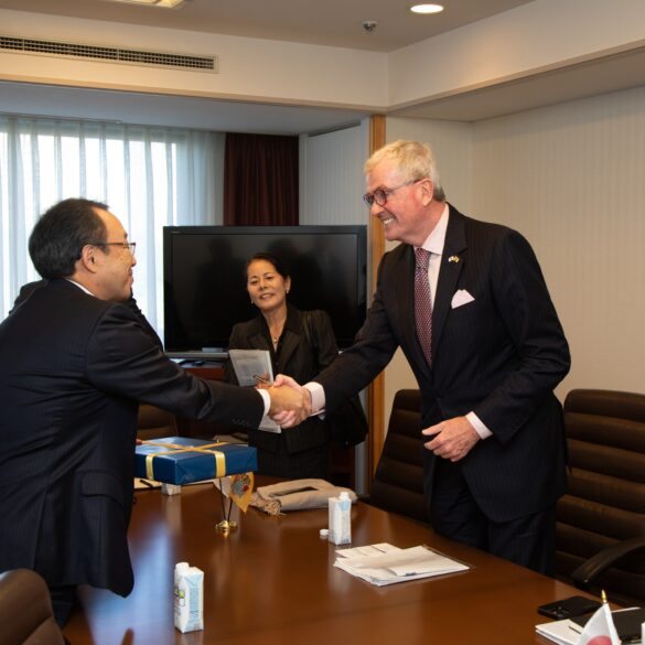 Phil murphy is in japan, where illegal immigration is still illegal - photo licensed by shore news network.