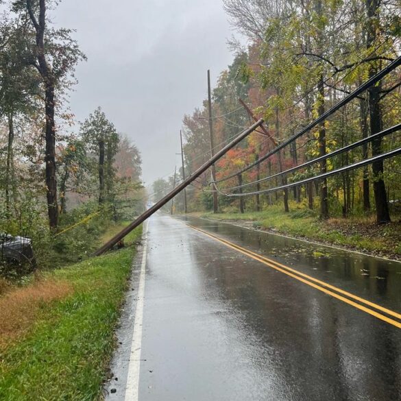 Traffic alert: downed pole in marlboro closes greenwood road - photo licensed by shore news network.