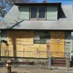 Destroyed house five month after Hurricane Sandy in Staten Island, NY