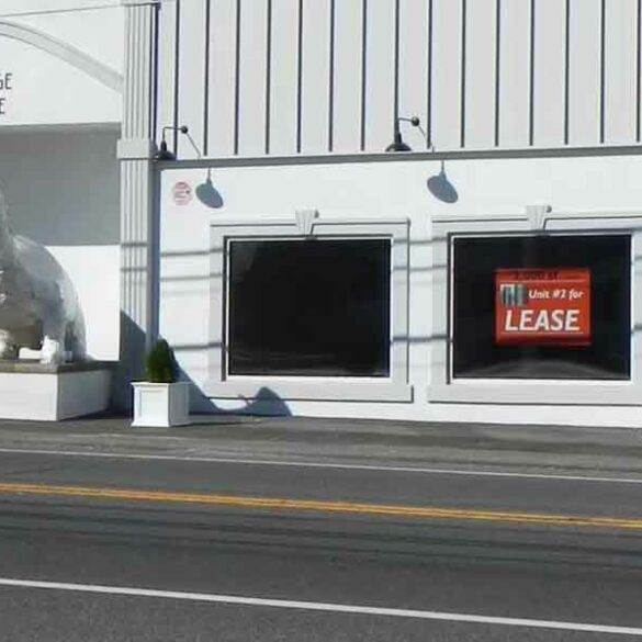 Have you ever dreamed of opening a business next to the bayville dinosaur? Now you can - photo licensed by shore news network.