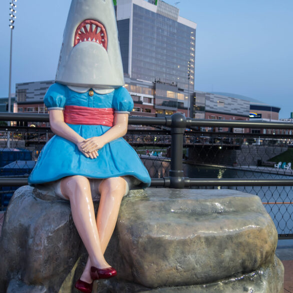 Buffalo's canalside shark girl oddity has awed visitors for nearly a decade - photo licensed by shore news network.