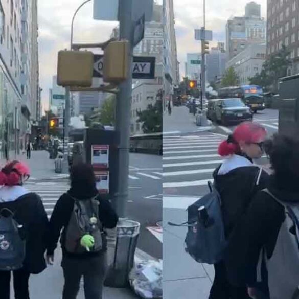 Despicable she: girls caught tearing down posters of hamas hostages in nyc - photo licensed by shore news network.