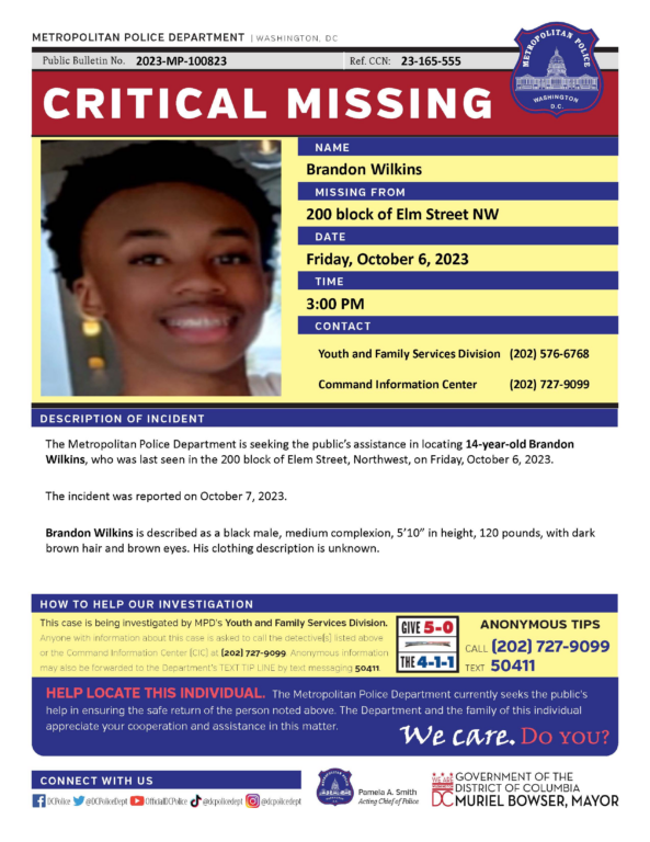 14-Year-Old Reported Critical Missing in D.C.