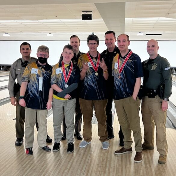 Maryland state troopers celebrate athletes at special olympics bowling tournament - photo licensed by shore news network.