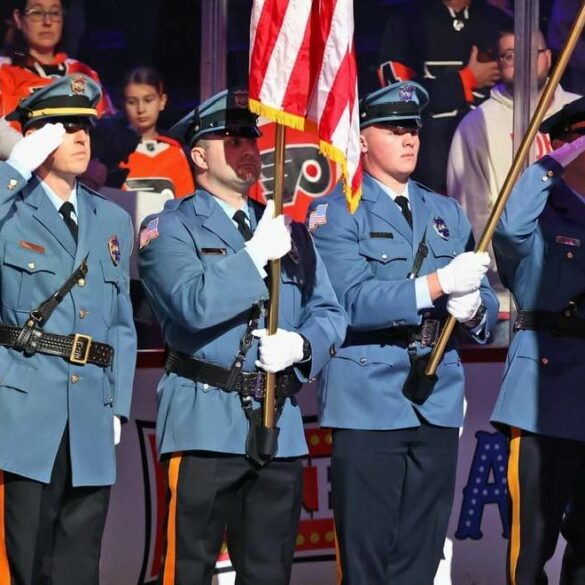 Avalon police honor guard featured in philadelphia flyers game opening ceremony - photo licensed by shore news network.