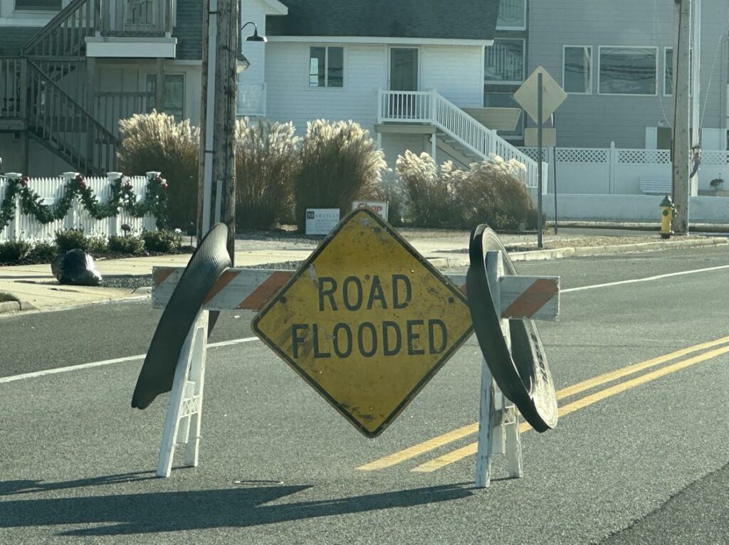 Coastal Flooding Closes Roads Along the Bayfront in Ocean County