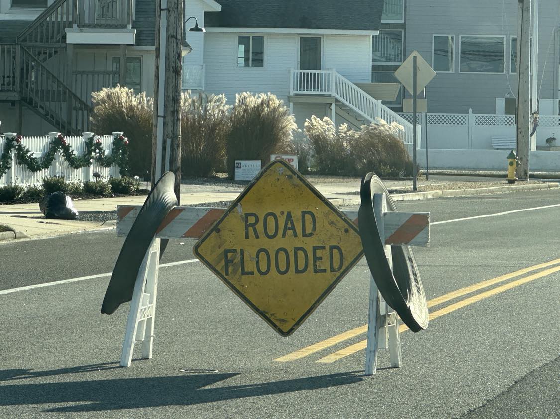 Coastal Flooding Closes Roads Along the Bayfront in Ocean County