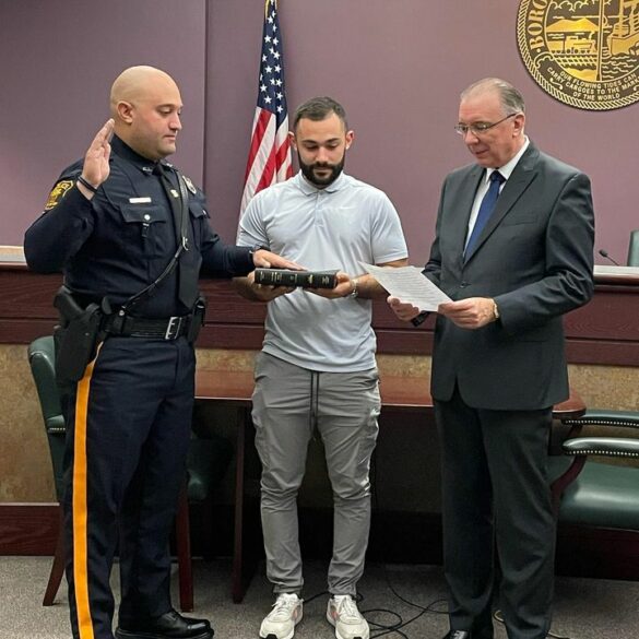 Pandemic police hires finally get formal swear-in ceremony in south river - photo licensed by shore news network.