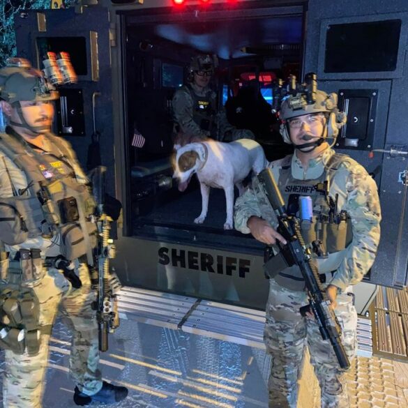 Deputies capturing evading runner during raid at local drug den - photo licensed by shore news network.