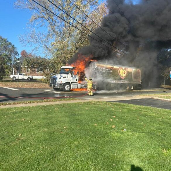 Hazmat called for box truck fire in aberdeen - photo licensed by shore news network.