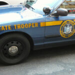 A New York State Police car parked in Manhattan. The New York State Police is the official state police force of the U.S. state of New York, and employs over 5,000 sworn state troopers.