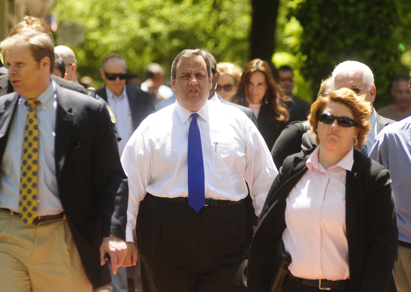 Christie, center walks down High Street in Burlington City. Photo by Scott Anderson.