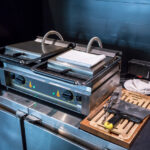 Electric double-stove operated waffle maker for breakfast serving