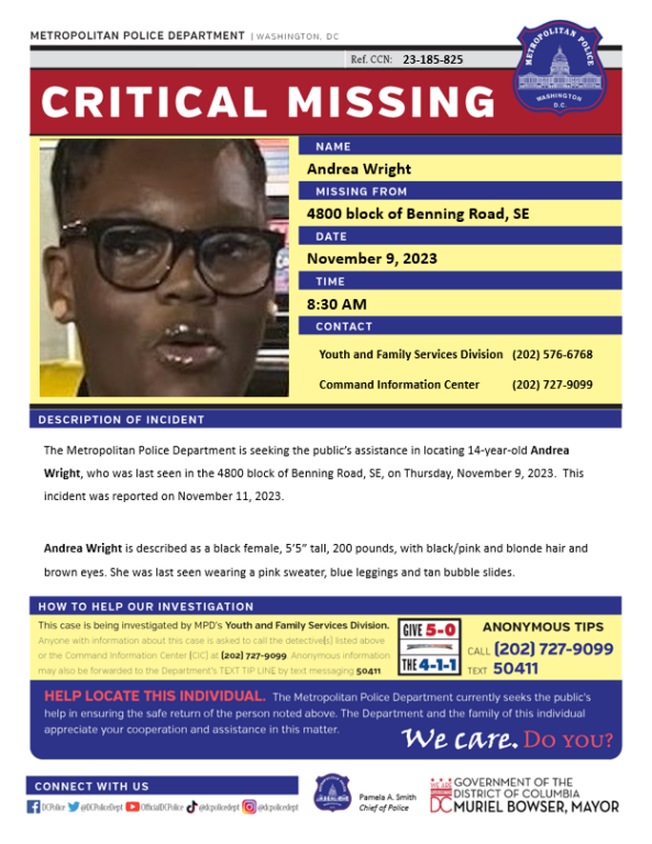 Urgent search for missing 14-year-old girl in southeast d. C. - photo licensed by shore news network.