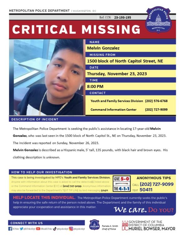 17-Year-Old Reported Critical Missing In D.C.