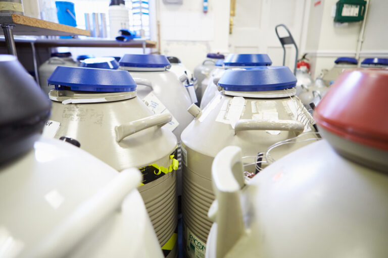 Frozen storage at sperm bank.