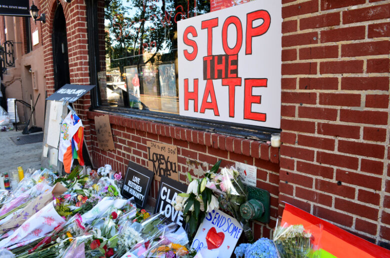 Memorial for a mass shooting in Orlando, FL