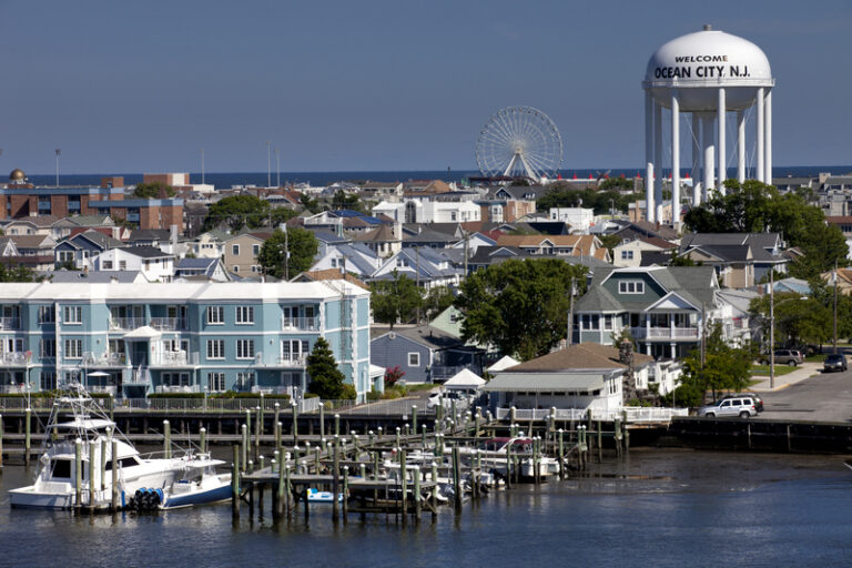Panaramic view overlooking ocean city, new jersey from the bay to the ocean. N6 pictures were used to make this large wide-angle view. N