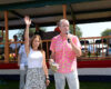 New Jersey Governor Phil Murphy R and First Lady Tammy Murphy greet parade-goers during the 61st Annual Labor Day Parade in south Plainfield