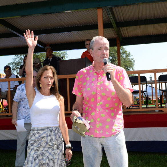 New jersey governor phil murphy r and first lady tammy murphy greet parade-goers during the 61st annual labor day parade in south plainfield