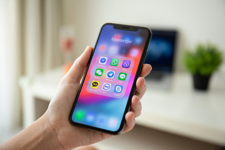 Woman holding an iphone