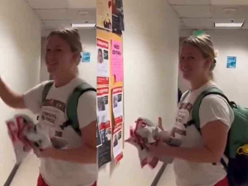Laughing, Giggling USC Student Caught on Video Removing Posters of Missing Israelis