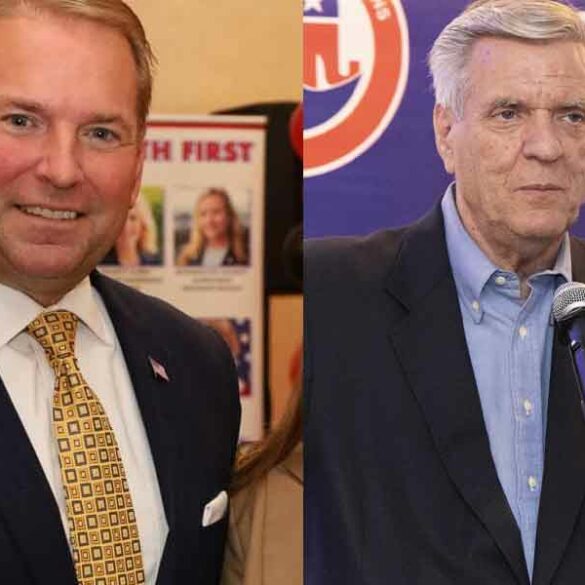 Monmouth county gop chairman shaun golden (l) ocean county gop chairman george gilmore (r)