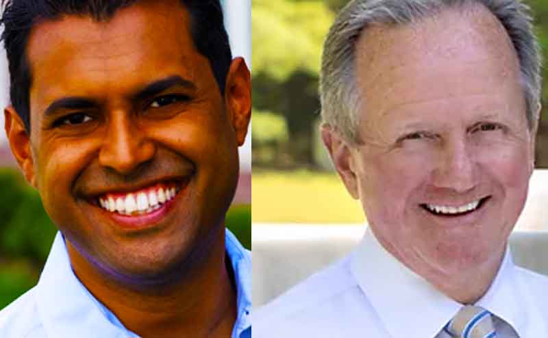 Democrat Vin Gopal (FAR LEFT) and Republican Steve Dnistrian (RIGHT)