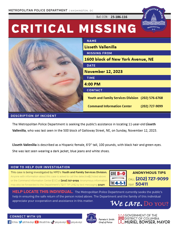 Urgent Search for Missing 11-Year-Old Girl in Northeast D.C.