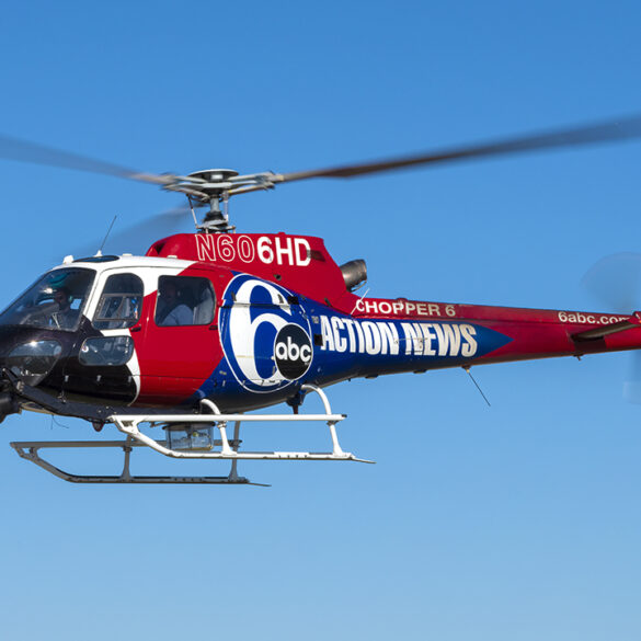 Photo of news chopper 6, taken by abc news. Chopper 6, a 2013 american eurocopter as-350a-star