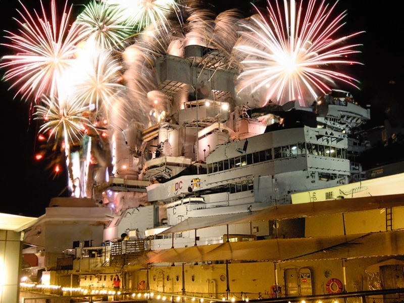 Watch Fireworks From the Deck of the Battleship U.S.S. New Jersey on New Year's Eve