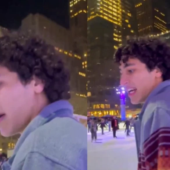 Popular rabbi confronted by pro-palestinian supporter while ice skating in nyc - photo licensed by shore news network.