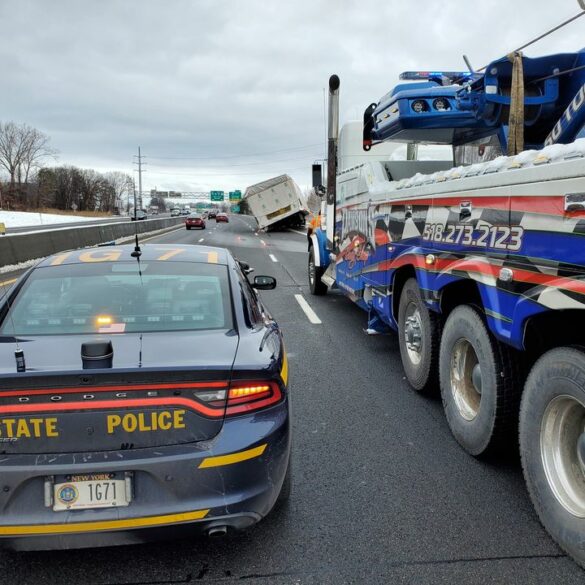 Overturned mobile home causes traffic jam on i-90 - photo licensed by shore news network.