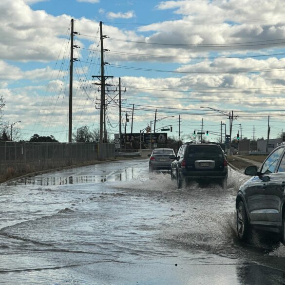 Downtown toms river heavily flooded after passing storm - photo licensed by shore news network.