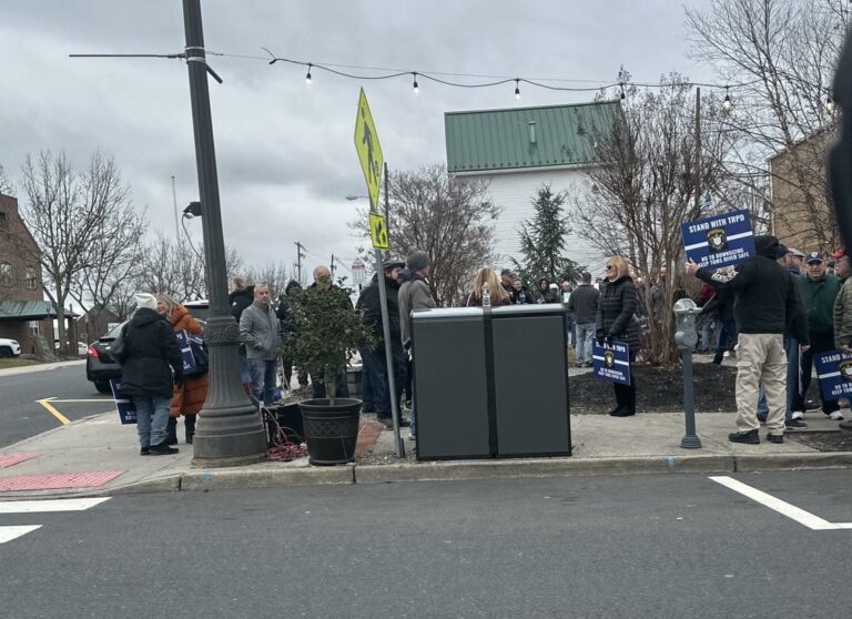Toms river pro-police rally takes ugly political turn as protesters openly target town hall workers - photo licensed by shore news network.