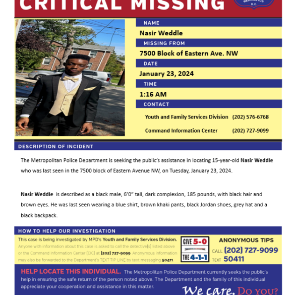 15-year-old urgently missing in northwest d. C. - photo licensed by shore news network.