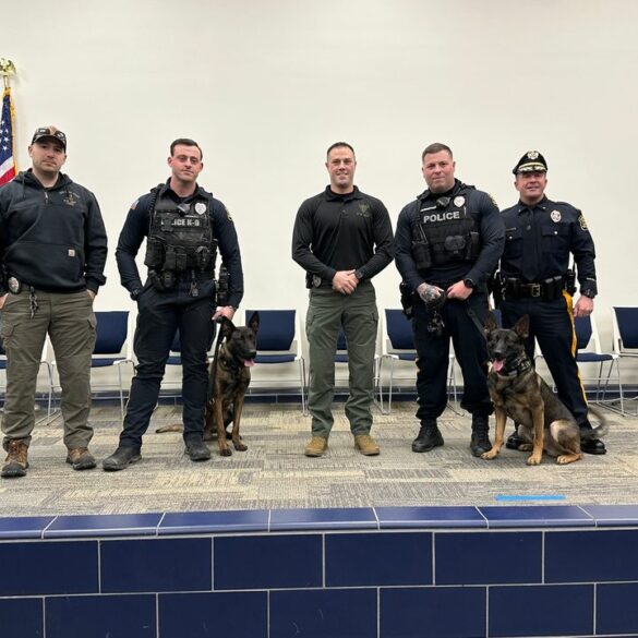 Monroe township police welcome new k-9 officers cairo and boa - photo licensed by shore news network.