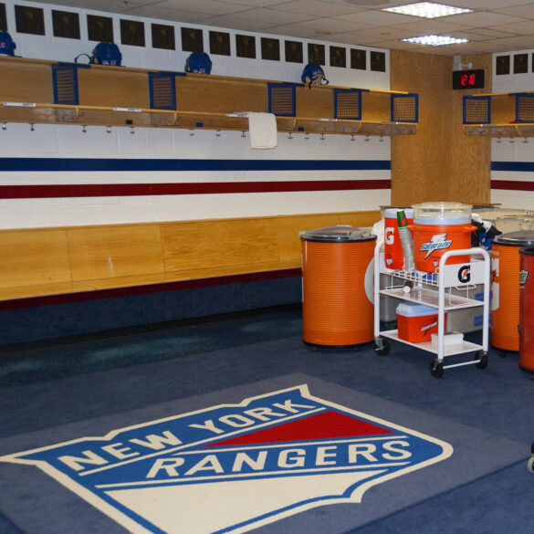 Ny rangers chytil down on ice, assisted off after recent skating return - photo licensed by shore news network.