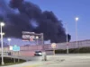 Massive fire at elizabeth industrial park continues burning
