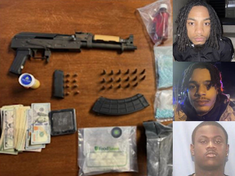 Three Arrested in Gang Unit Operation: Weapons and Fentanyl Pills Seized