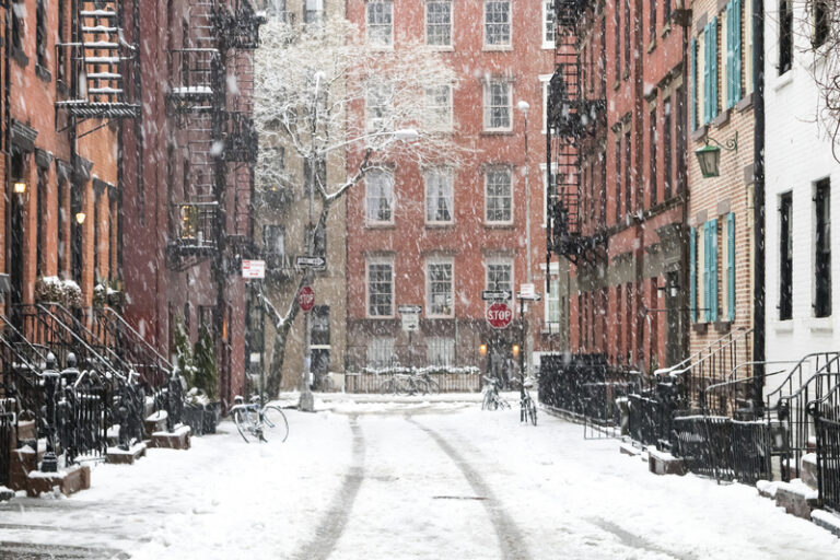 winter scene on Gay Street in the Greenwich Village neighborhood of Manhattan in New York City