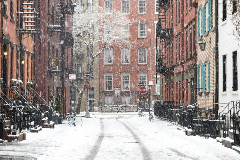 winter scene on Gay Street in the Greenwich Village neighborhood of Manhattan in New York City