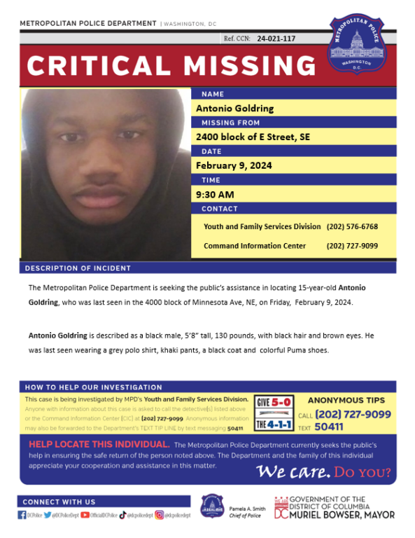 D.C. Police Looking For Missing 15-Year-Old