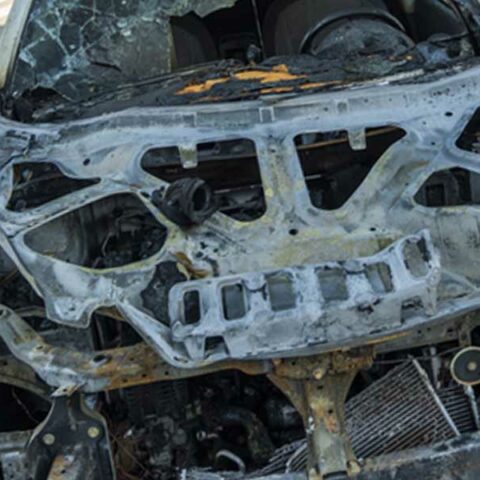 Car fire extinguished on brick blvd by brick township firefighters - photo licensed by shore news network.