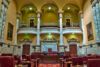 A view of the Maryland State Senate chamber in the historic Maryland State House in Annapolis, Maryland, the oldest US state capitol building in continuous use.