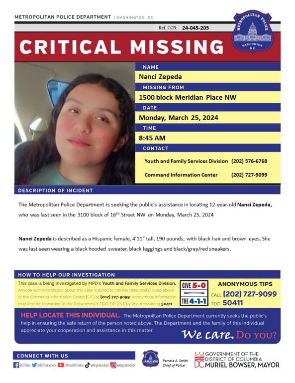 12-Year-Old Girl Urgently Missing in D.C.
