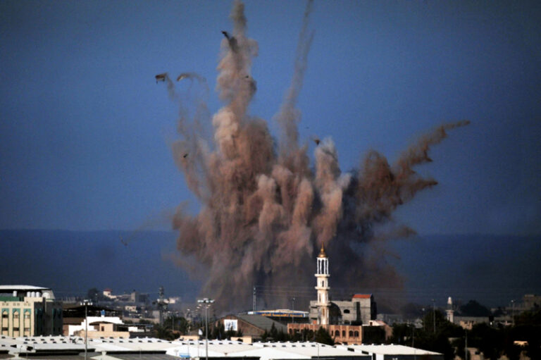 Aerial bombing in gaza strip