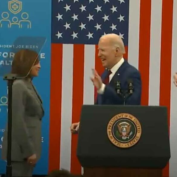 Joe biden startled to learn kamala harris was right next to him the whole time - photo licensed by shore news network.